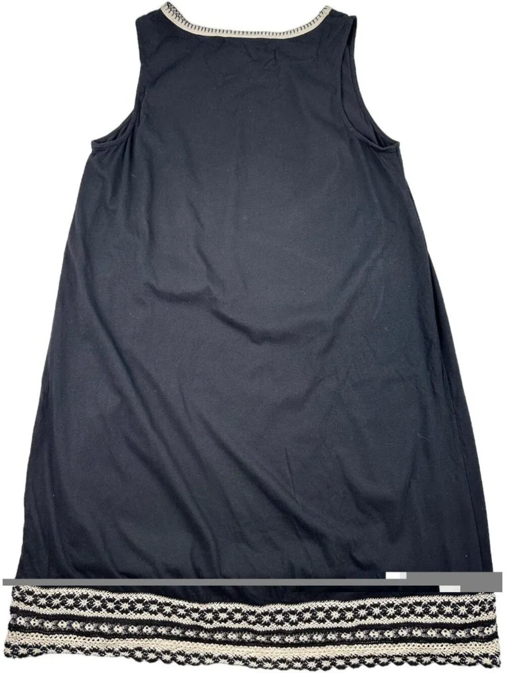 J. Jill Women’s Black Sheath Dress Crochet Hem shift Soft Modal Blend L - Picture 4 of 9